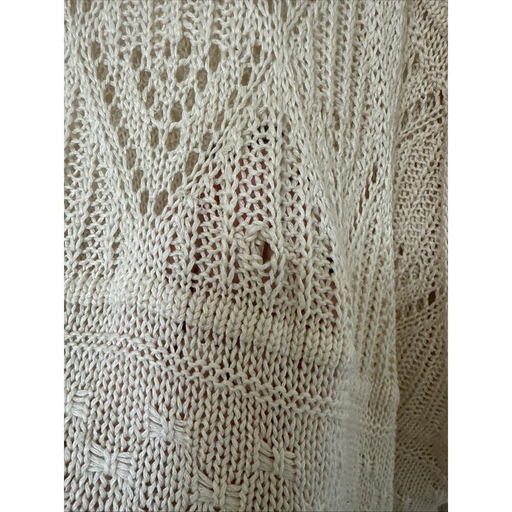 Oversized Drop Shoulder Cream beige Sweater Size Medium loose knit boho - Picture 3 of 11